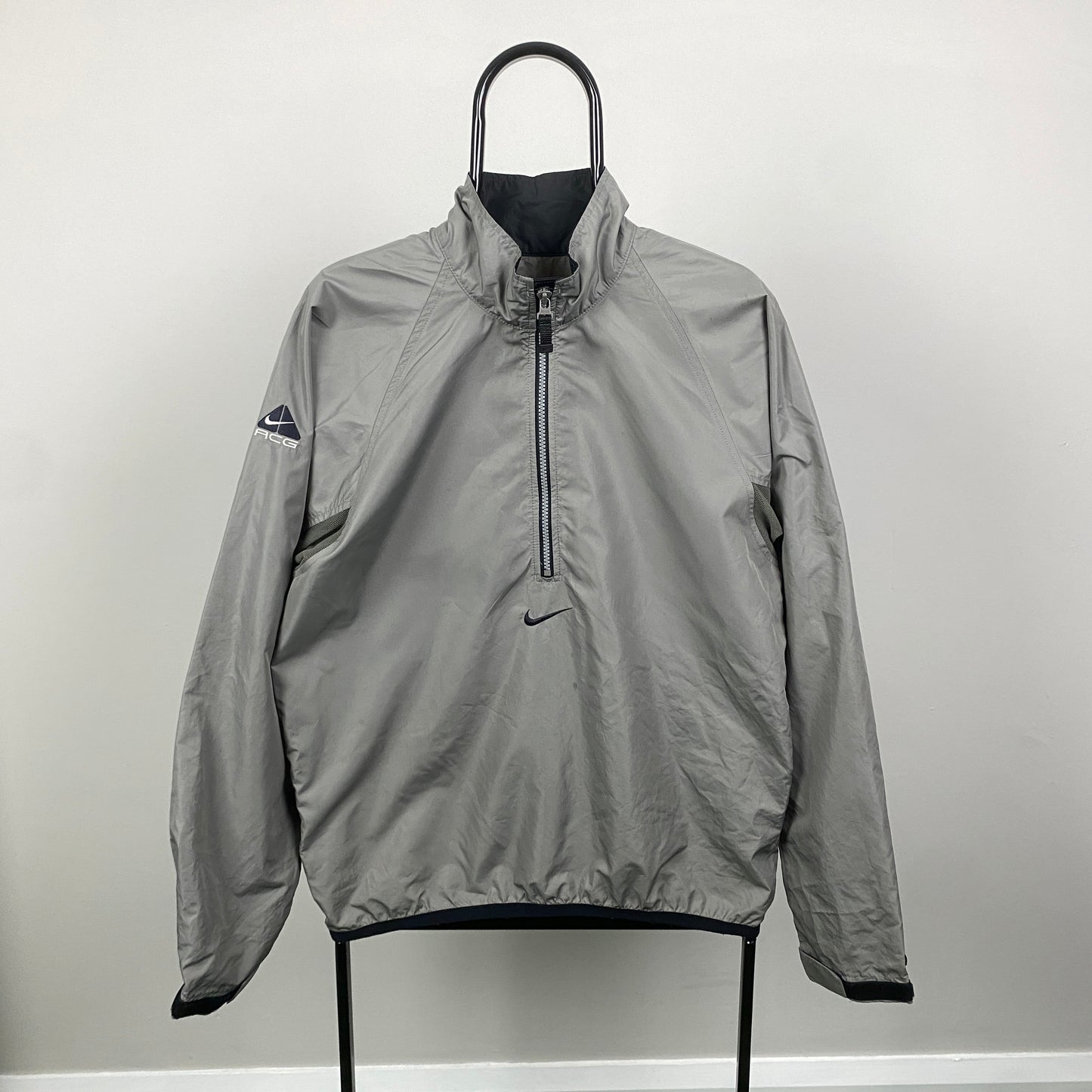 90s Nike ACG Packable Windbreaker Coat Jacket Grey Medium