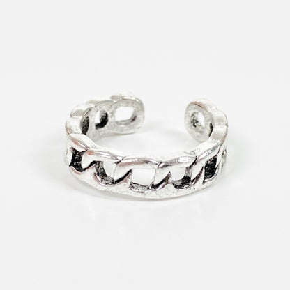 Vintage Retro Adjustable Chain Ring Silver