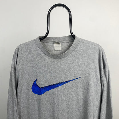 90s Nike Long Sleeve T-Shirt Grey Large