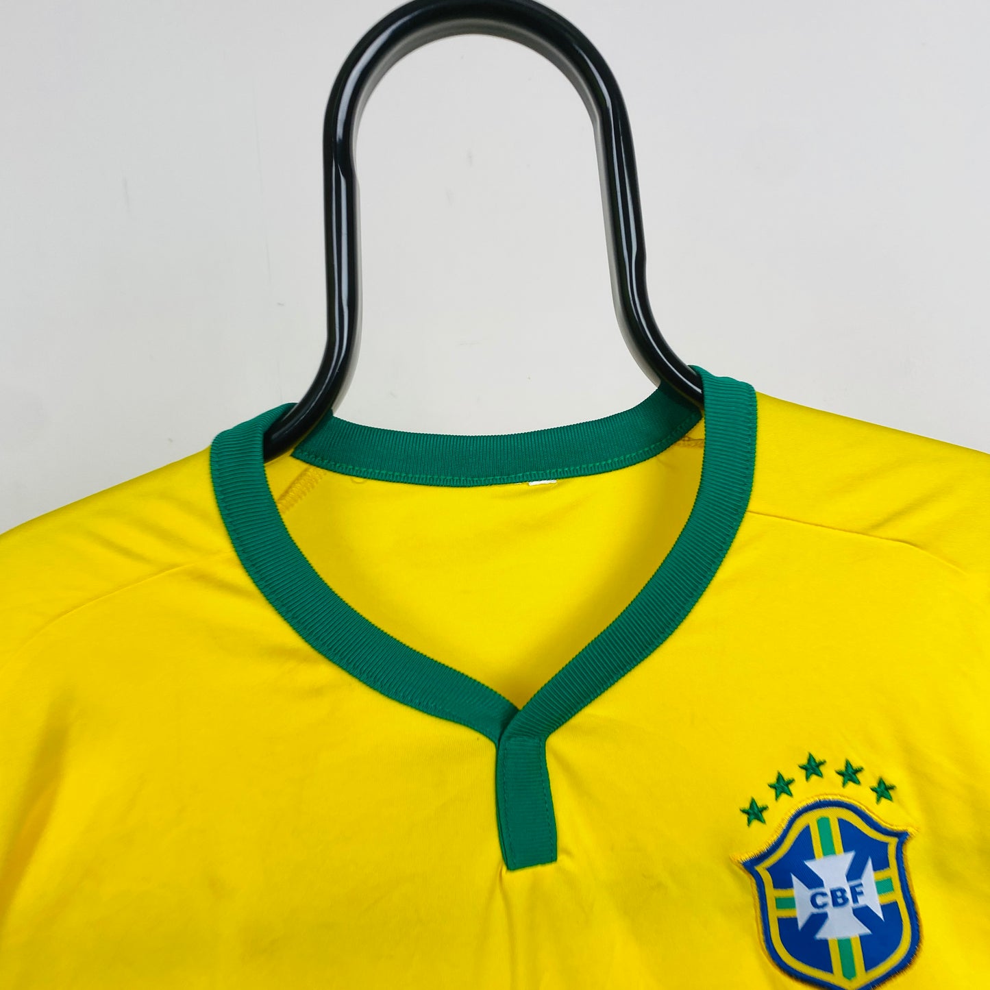 Retro Brazil Fan Style Football Shirt T-Shirt Yellow XL
