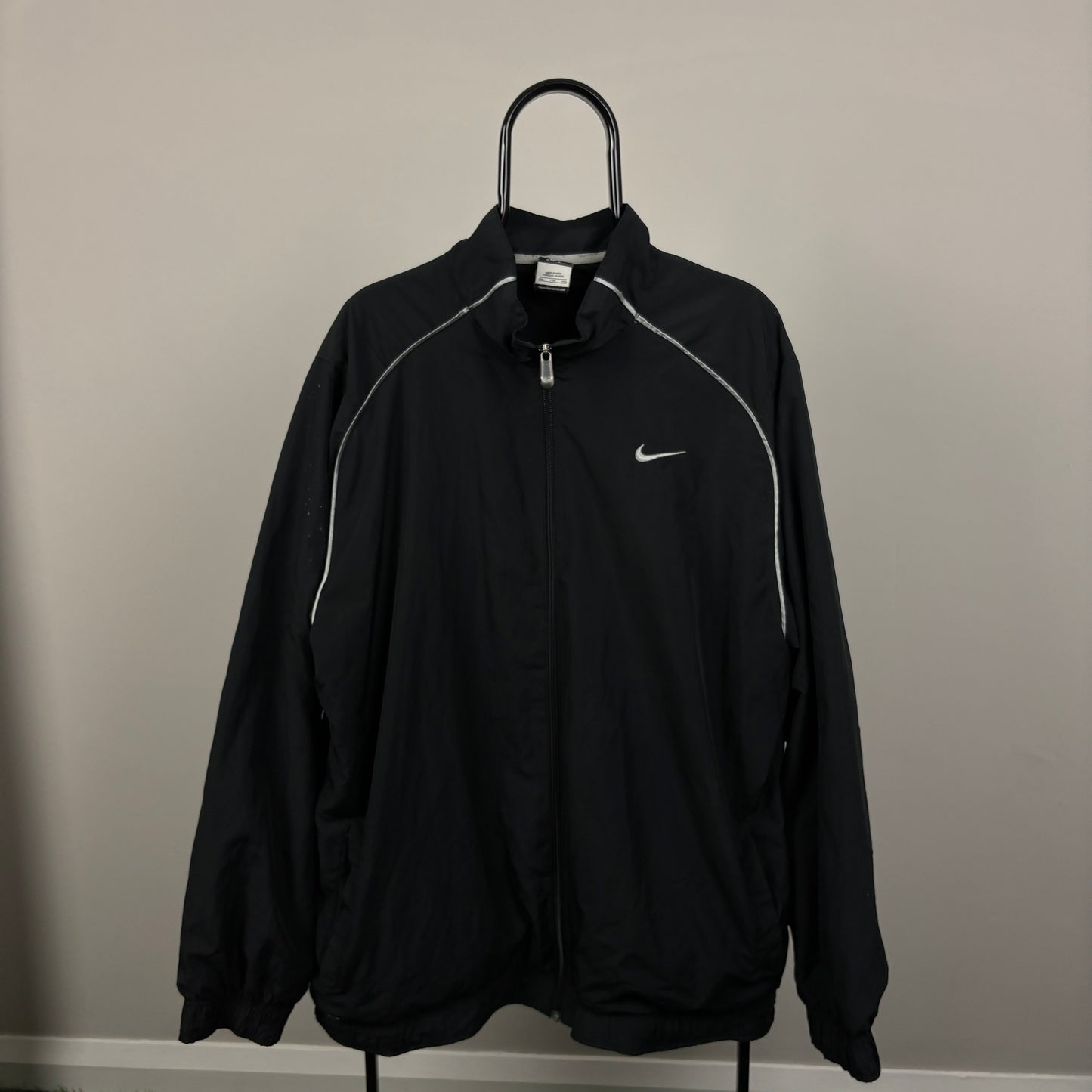 00s Nike Piping Windbreaker Jacket Black XXL