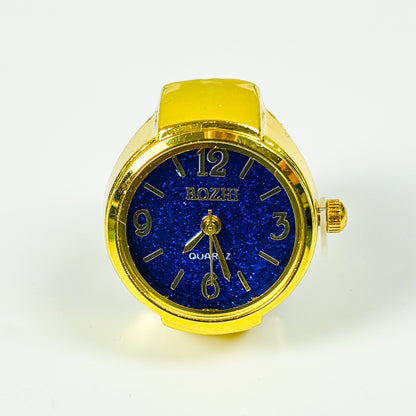 Glitter Watch Ring Gold Blue