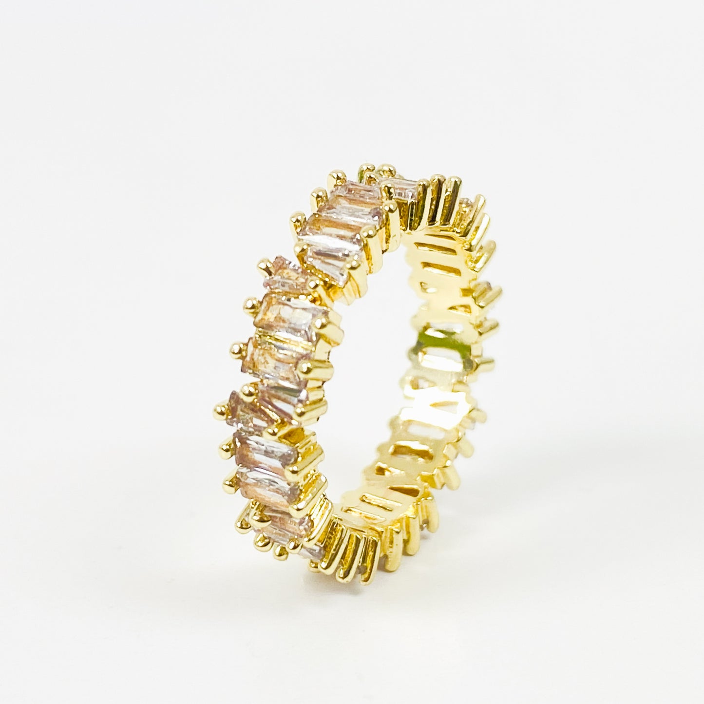 Retro Prism Gemstone Band Ring Gold