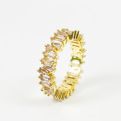 Retro Prism Gemstone Band Ring Gold