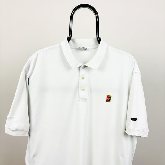 90s Nike Challenge Court Polo Shirt T-Shirt White Medium