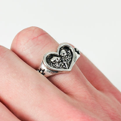 Skeleton Love Ring Silver
