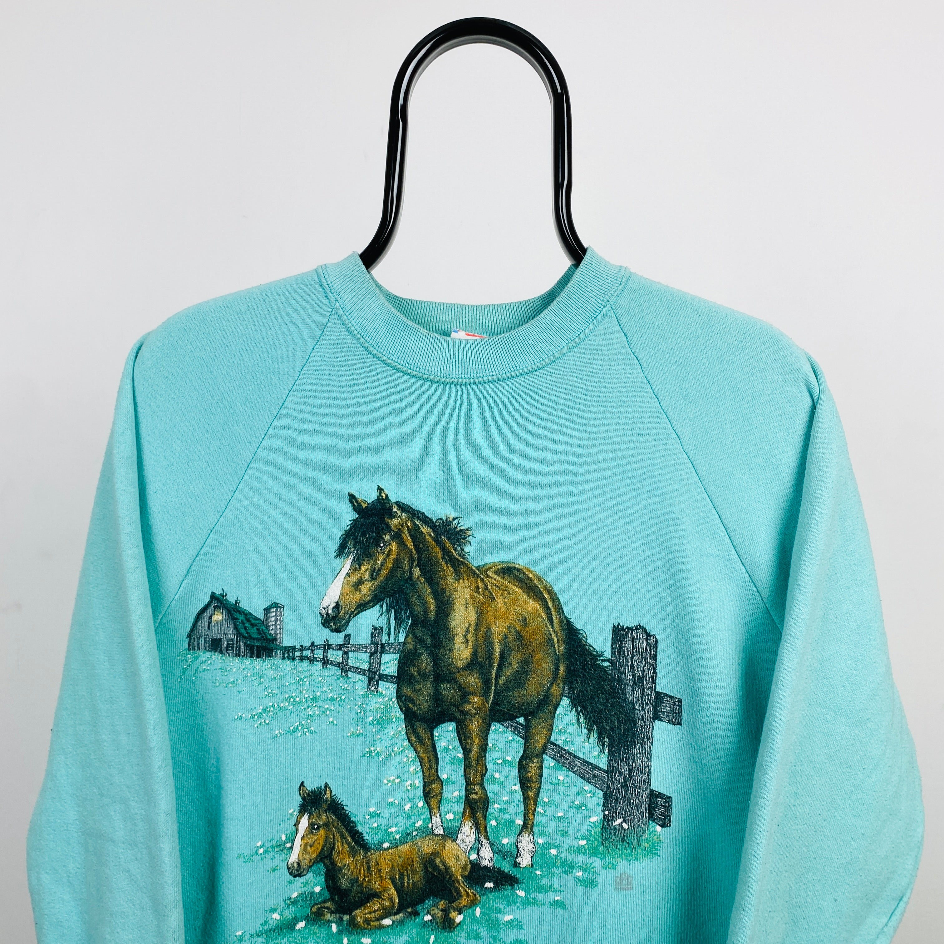 Retro Horse Sweatshirt Blue Small