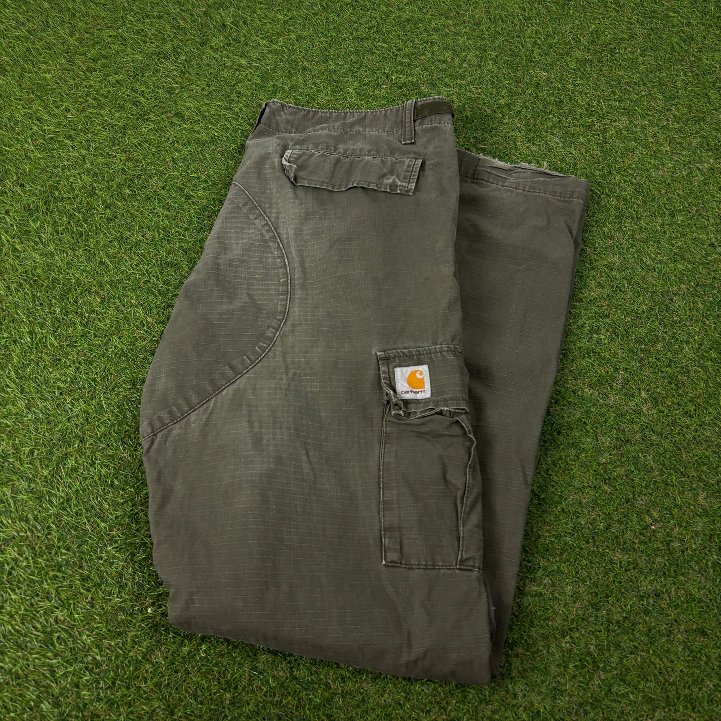 00s Carhartt Workwear Trousers Joggers Green Medium 33x34