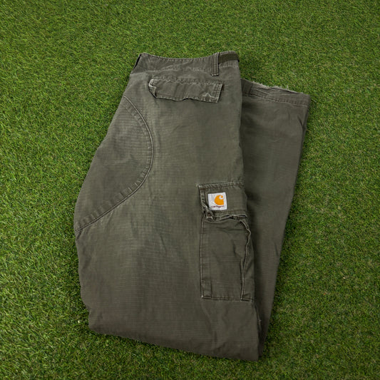 00s Carhartt Workwear Trousers Joggers Green Medium 33x34