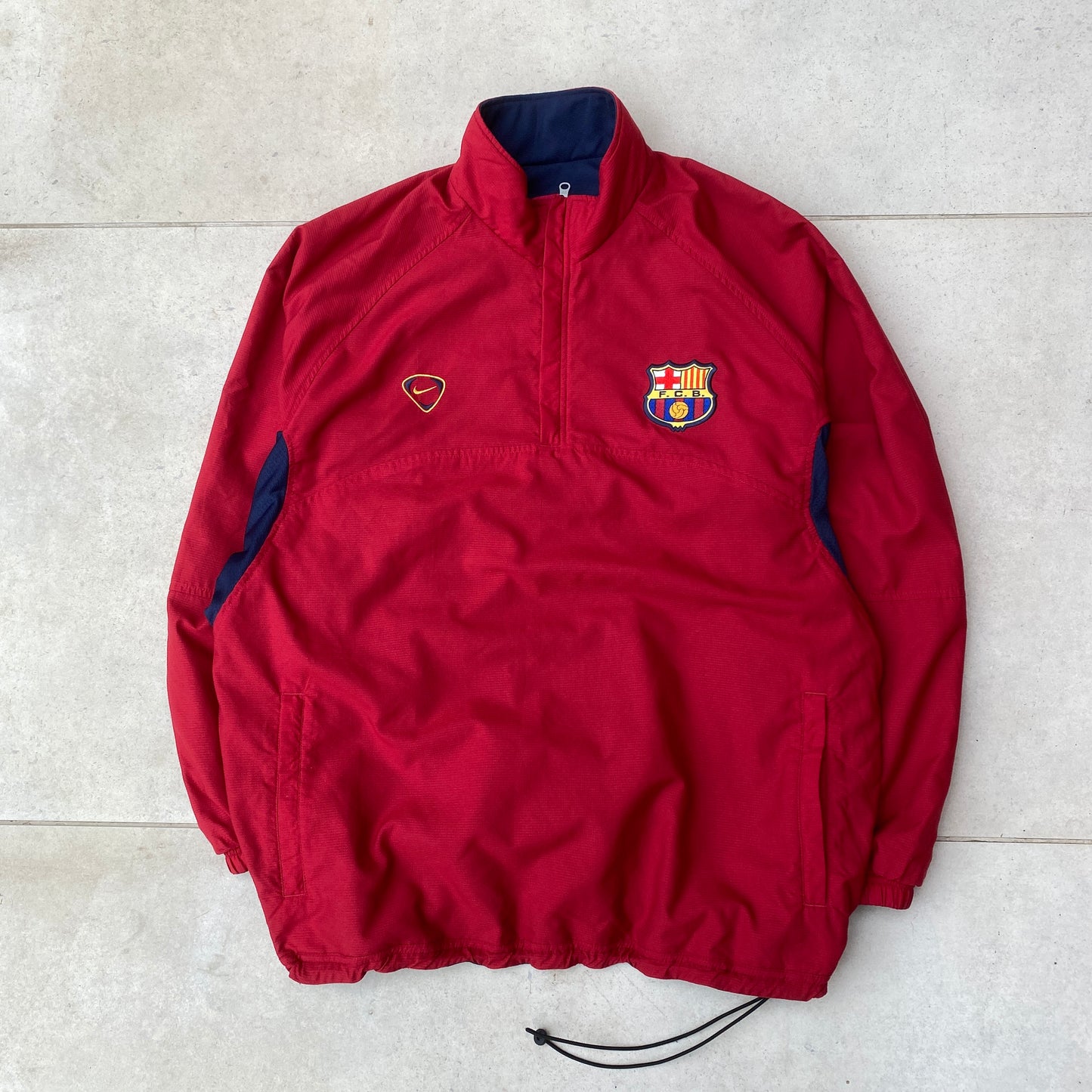 90s Nike Barcelona Reversible 1/4 Zip Windbreaker Jacket Red Blue XL