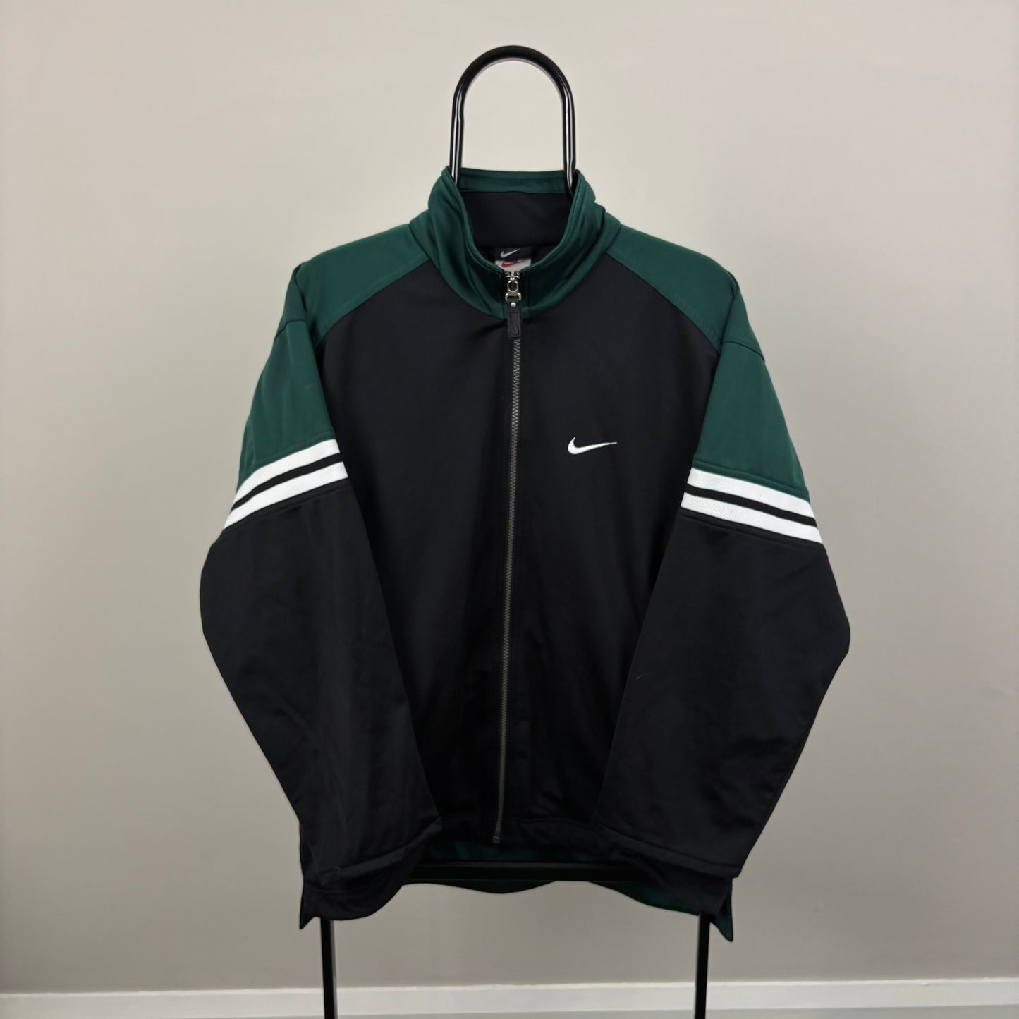 90s Nike Windbreaker Track Jacket Black Small