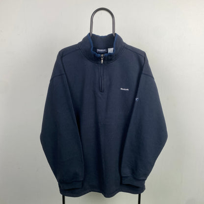 Retro Reebok 1/4 Zip Sweatshirt Blue XL