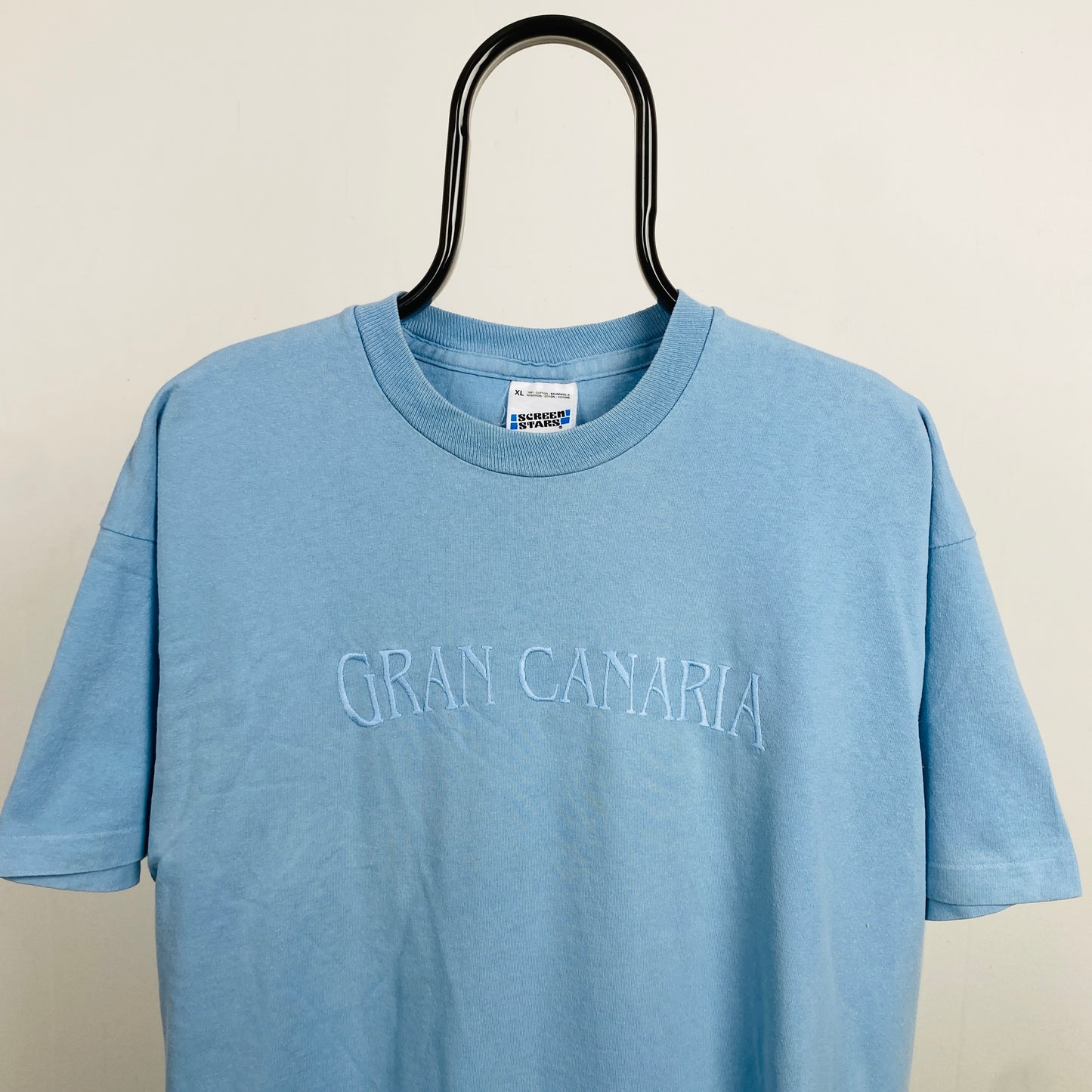 Retro 90s Screen Stars Gran Canaria T-Shirt Blue XL