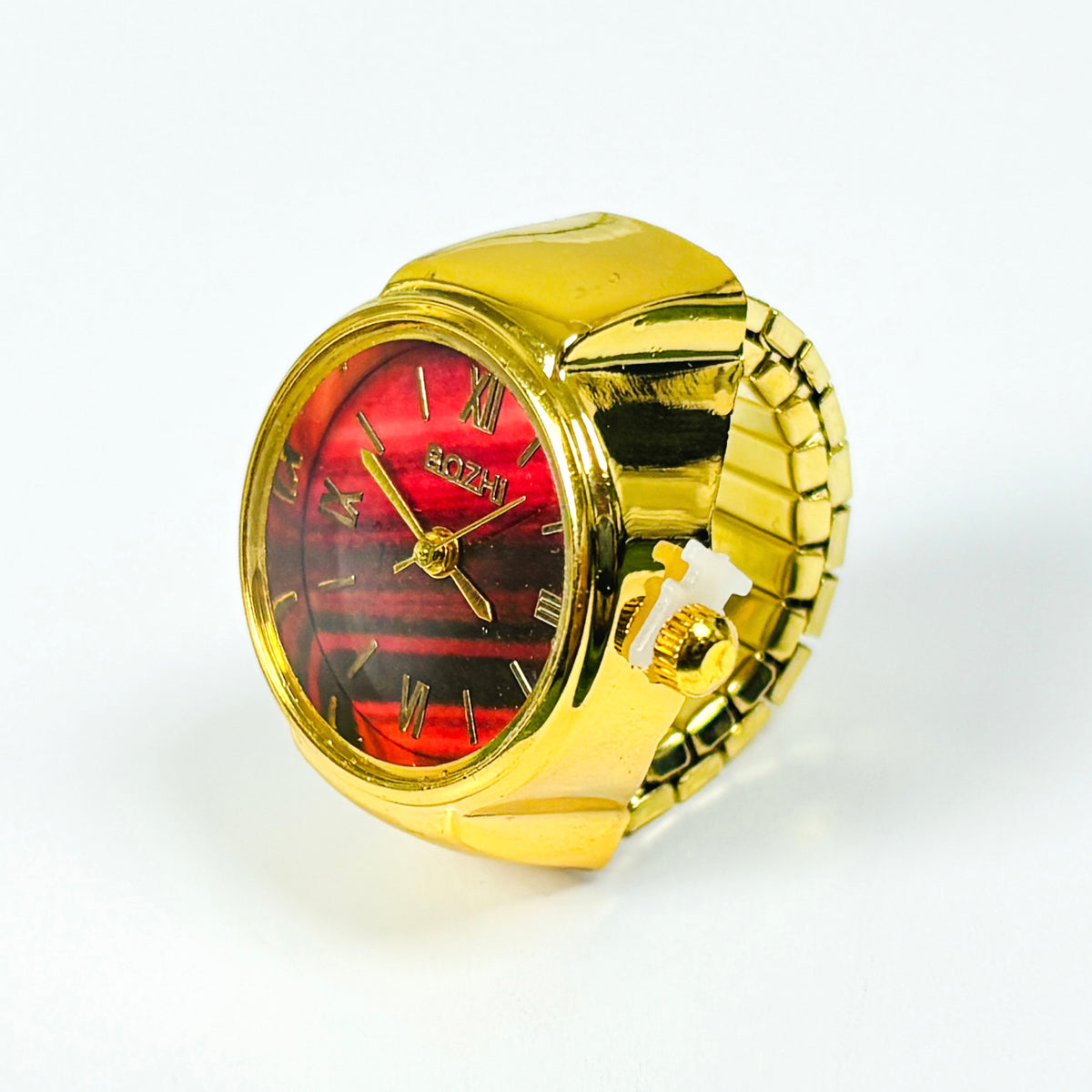 Retro Adjustable Watch Ring Gold Red