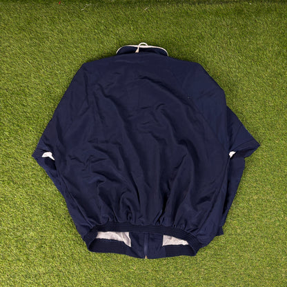 90s Adidas Piping Windbreaker Tracksuit Set Jacket + Joggers Blue XL