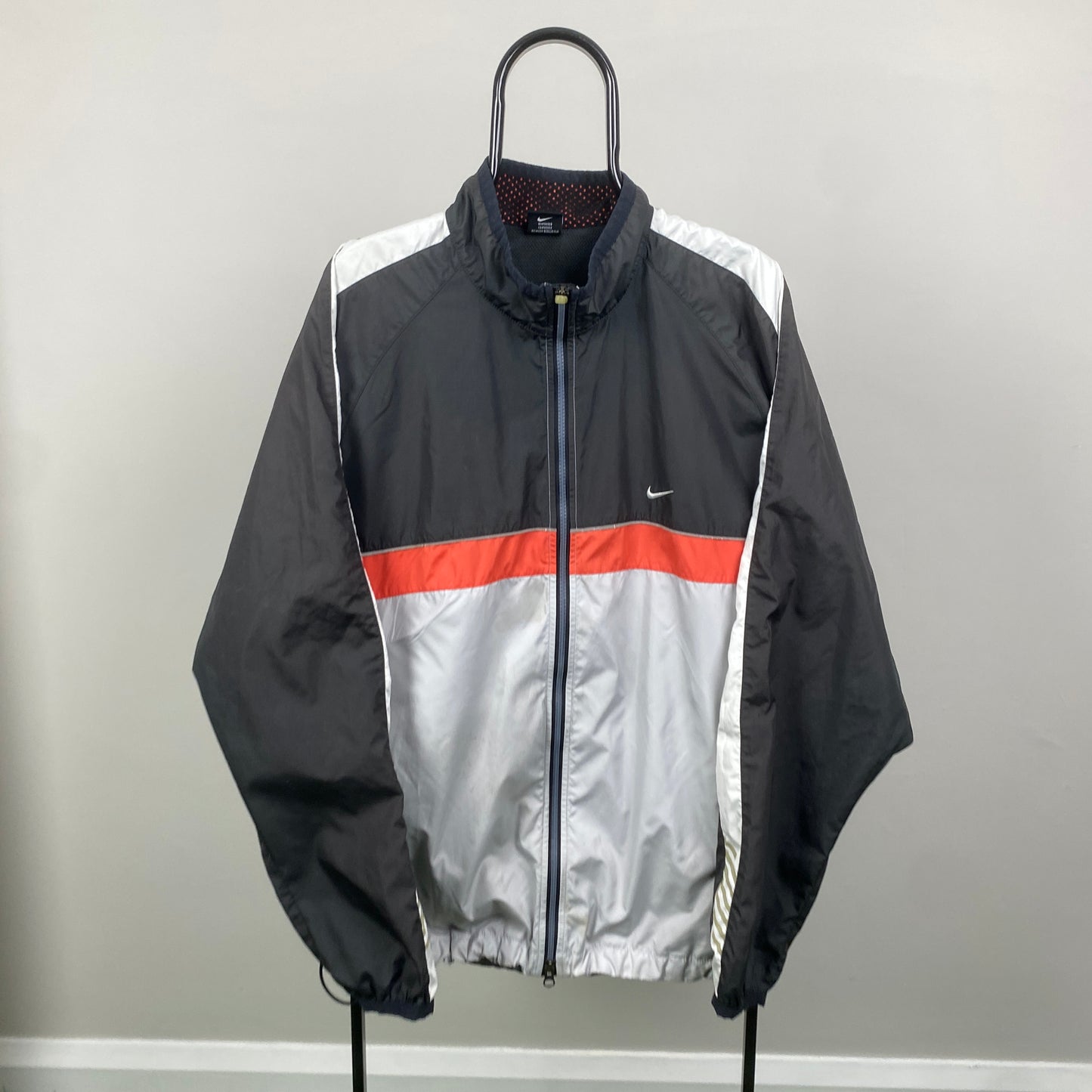 90s Nike Piping Windbreaker Jacket Black XL