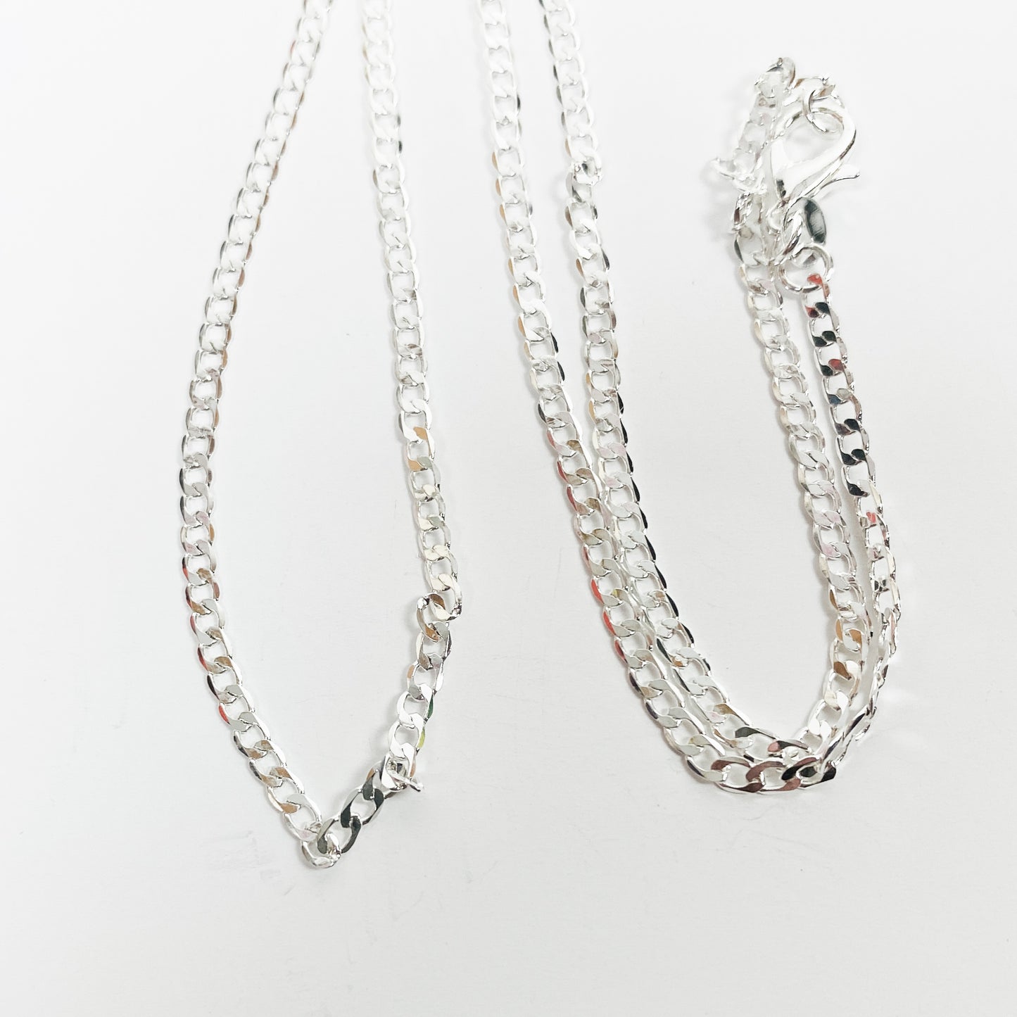 Retro Circular Chain Link Necklace Chain Silver