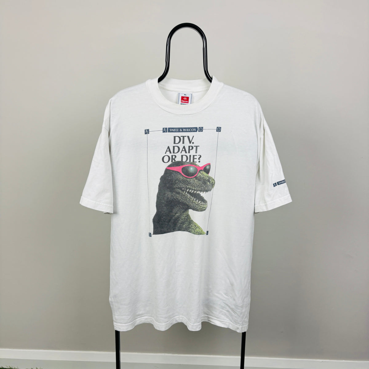 90s Hanes Dinosaur T-Shirt White XL