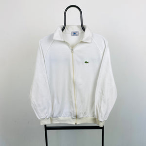 Retro Lacoste Velour Track Jacket White Small