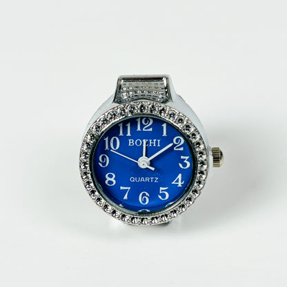 Adjustable Watch Ring Bezelled Blue