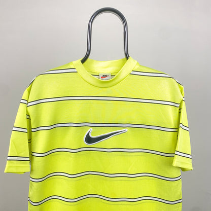 90s Nike Striped T-Shirt Yellow Small