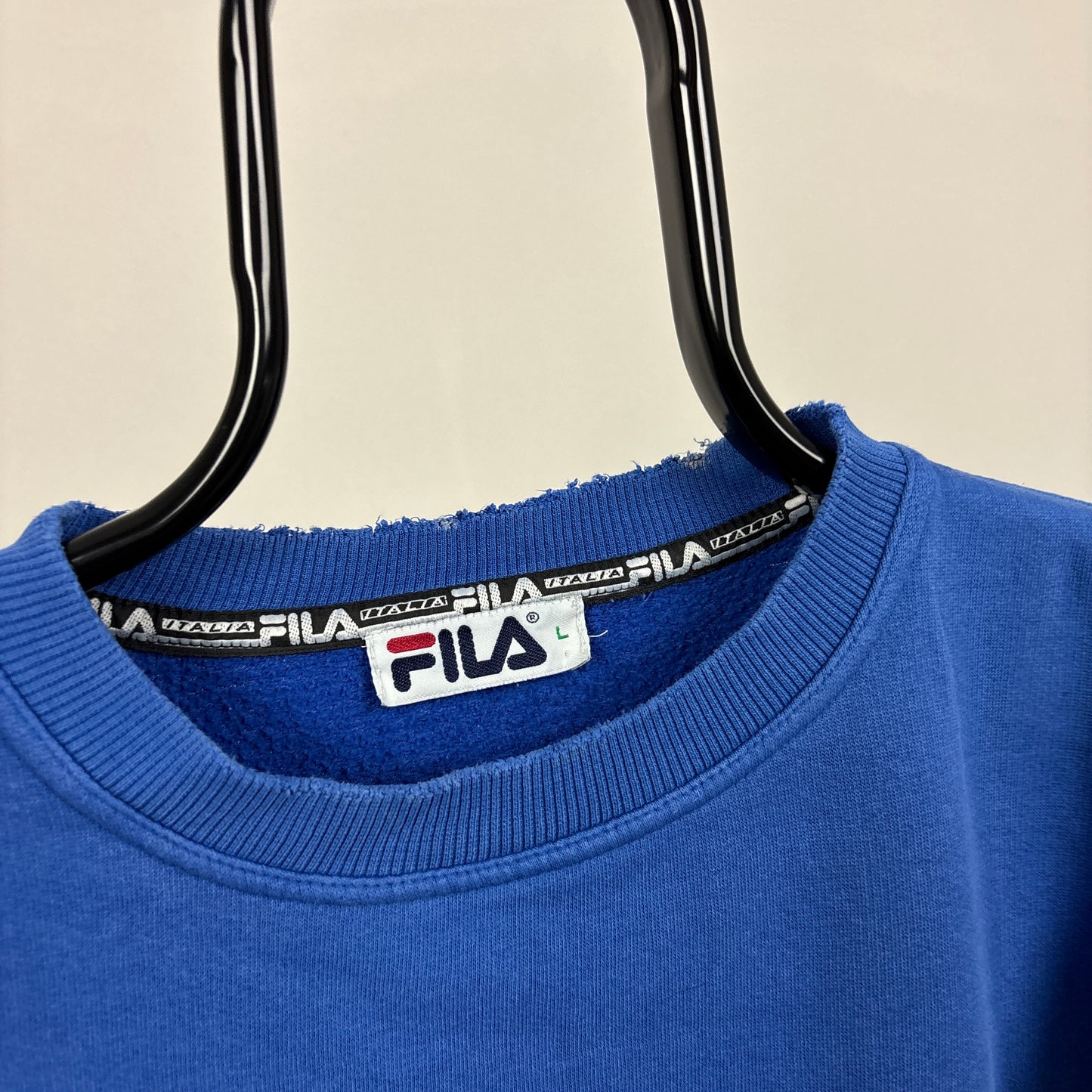 90s Fila Sweatshirt Blue Large