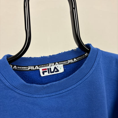 90s Fila Sweatshirt Blue Large