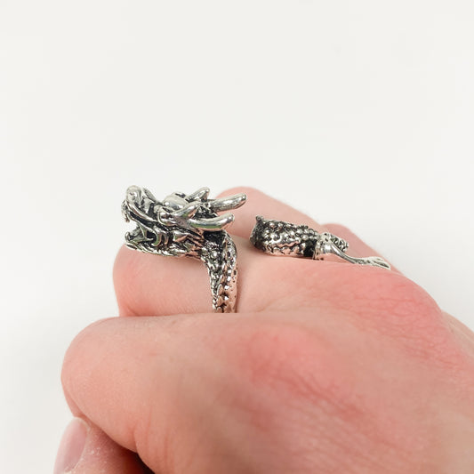 Winding Dragon Ring Silver Adjustable