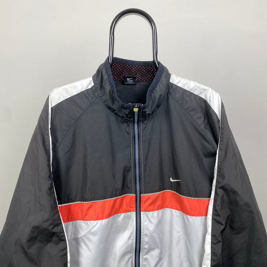 90s Nike Piping Windbreaker Jacket Black XL