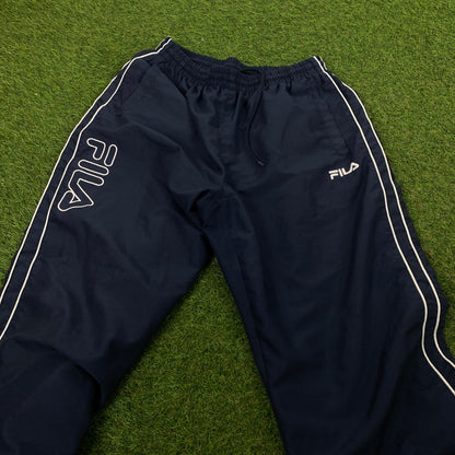 Retro Fila Piping Joggers Blue Medium