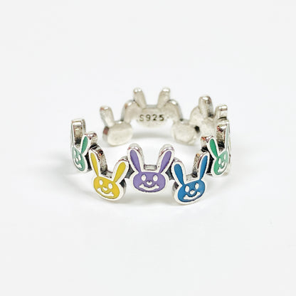 Retro Adjustable Rabbit Ring Silver