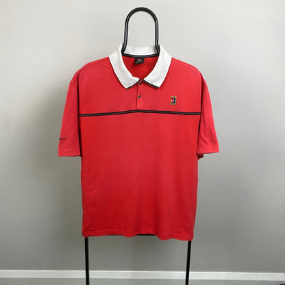 90s Nike Challenge Court Polo Shirt T-Shirt Pink Medium