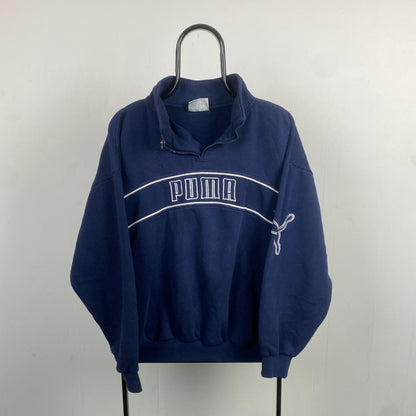 Retro Puma 1/4 Zip Sweatshirt Blue XL