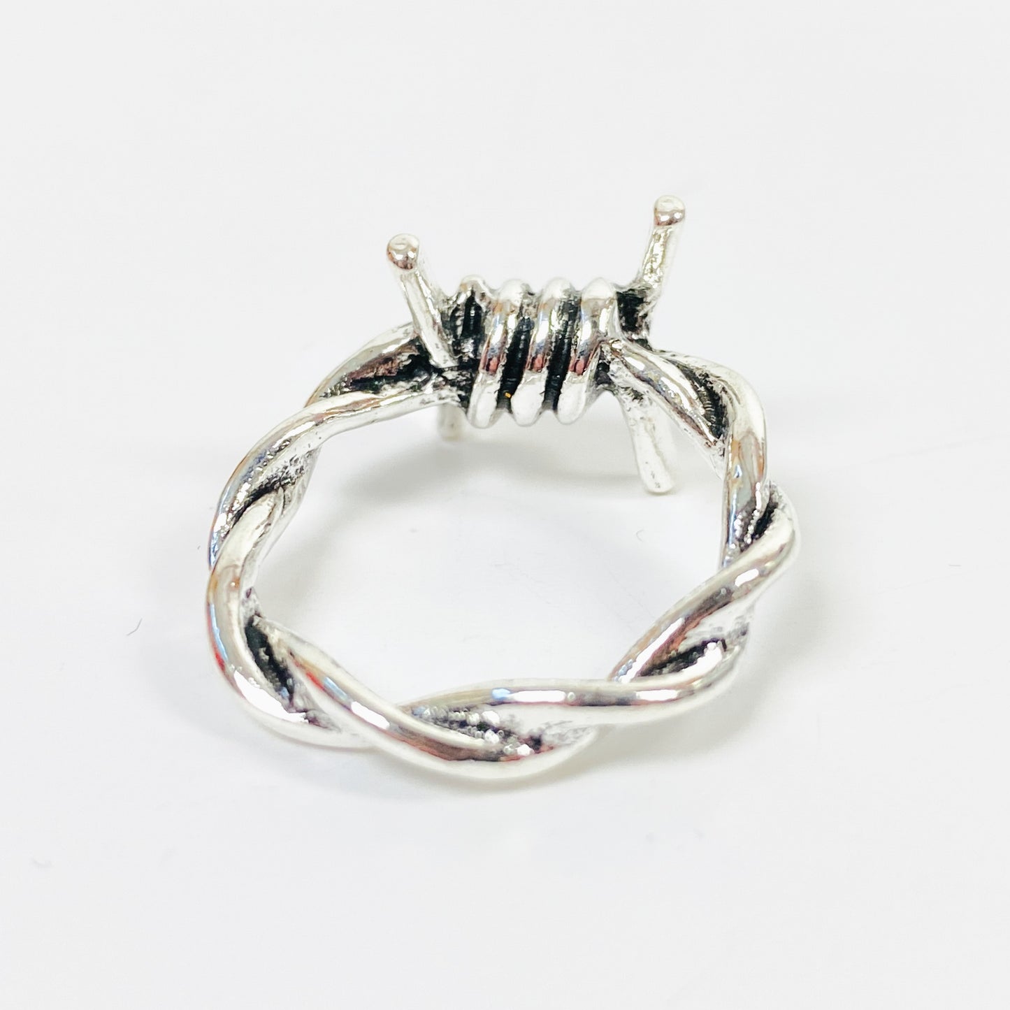 Retro Vintage Barb Wire Ring Silver