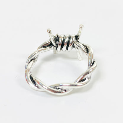 Retro Vintage Barb Wire Ring Silver