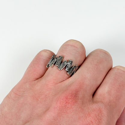 Vintage Etched Tribal Ring Adjustable