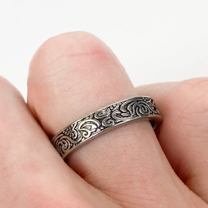 Retro Adjustable Swirl Spiral Ring Silver