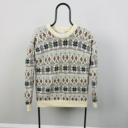 90s BHS Wool Knit Sweatshirt Brown Large