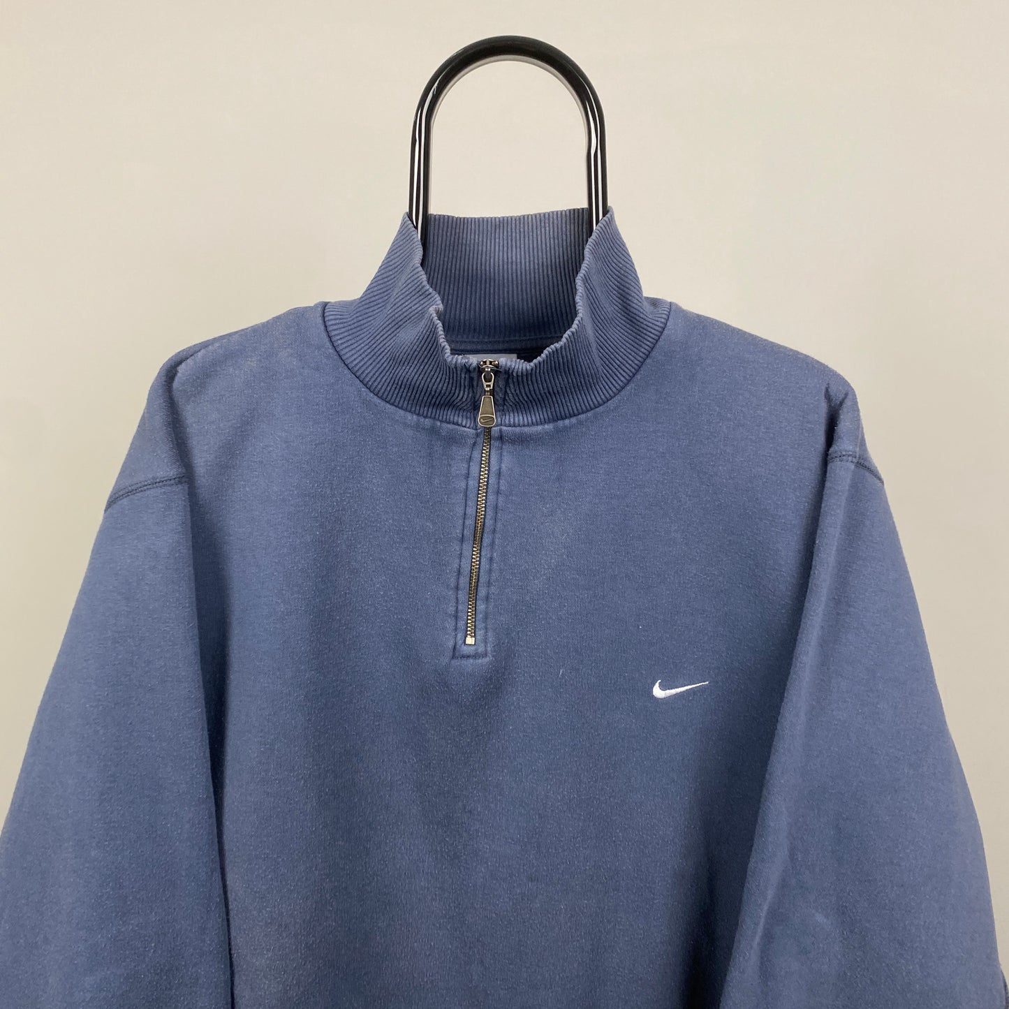 00s Nike 1/4 Zip Sweatshirt Blue Large