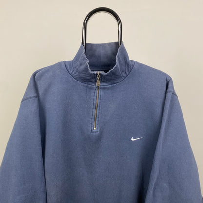 00s Nike 1/4 Zip Sweatshirt Blue Large