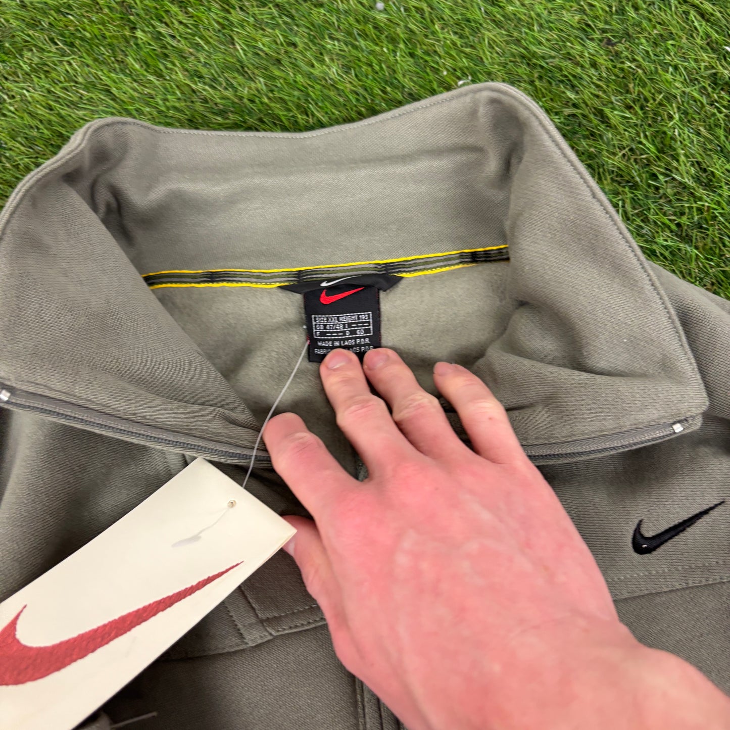 90s Nike Cotton Tracksuit Set Jacket + Joggers Green XXL