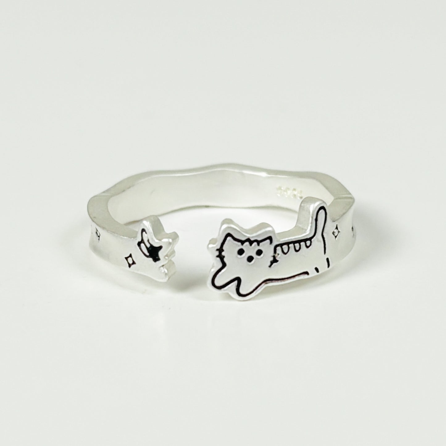 Dainty Cat Ring Silver