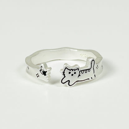 Dainty Cat Ring Silver