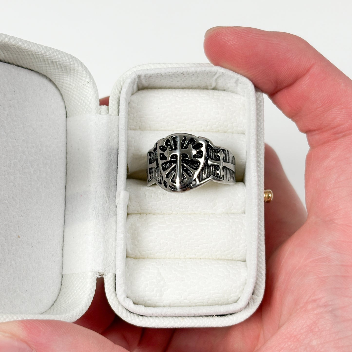Vintage Knight Shield Ring Silver
