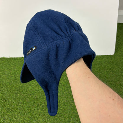 90s Nike Fleece Ear Flap Beanie Hat Blue