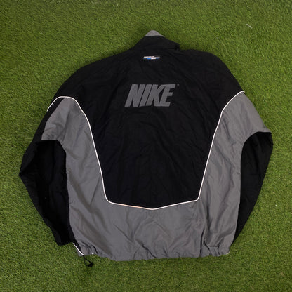 00s Nike Piping Windbreaker Tracksuit Set Jacket + Joggers Black XL