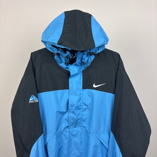 90s Nike ACG Packable Windbreaker Jacket Blue Medium
