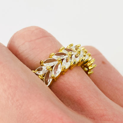 Laurel Gemstone Band Ring Gold