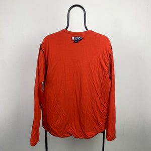 Retro Chaps Ralph Lauren Reversible Sweatshirt Orange Blue Small