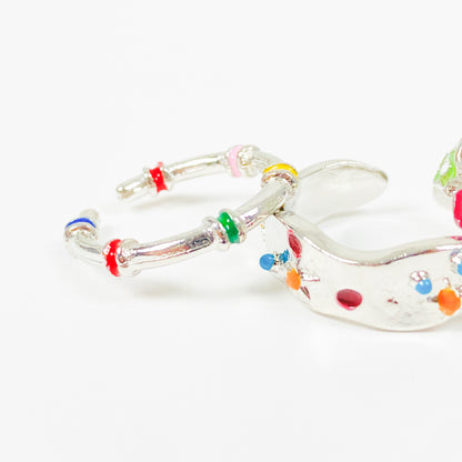 Flower Stacking Ring Set Silver